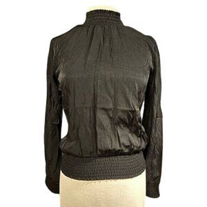 Bobi Black Revolve Blouse W/Ruffled Shoulders & Elastic Waist Black Size S